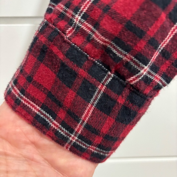 Women's Roots plaid flannel 100% cotton button down fitted shirt size M - Picture 4 of 14